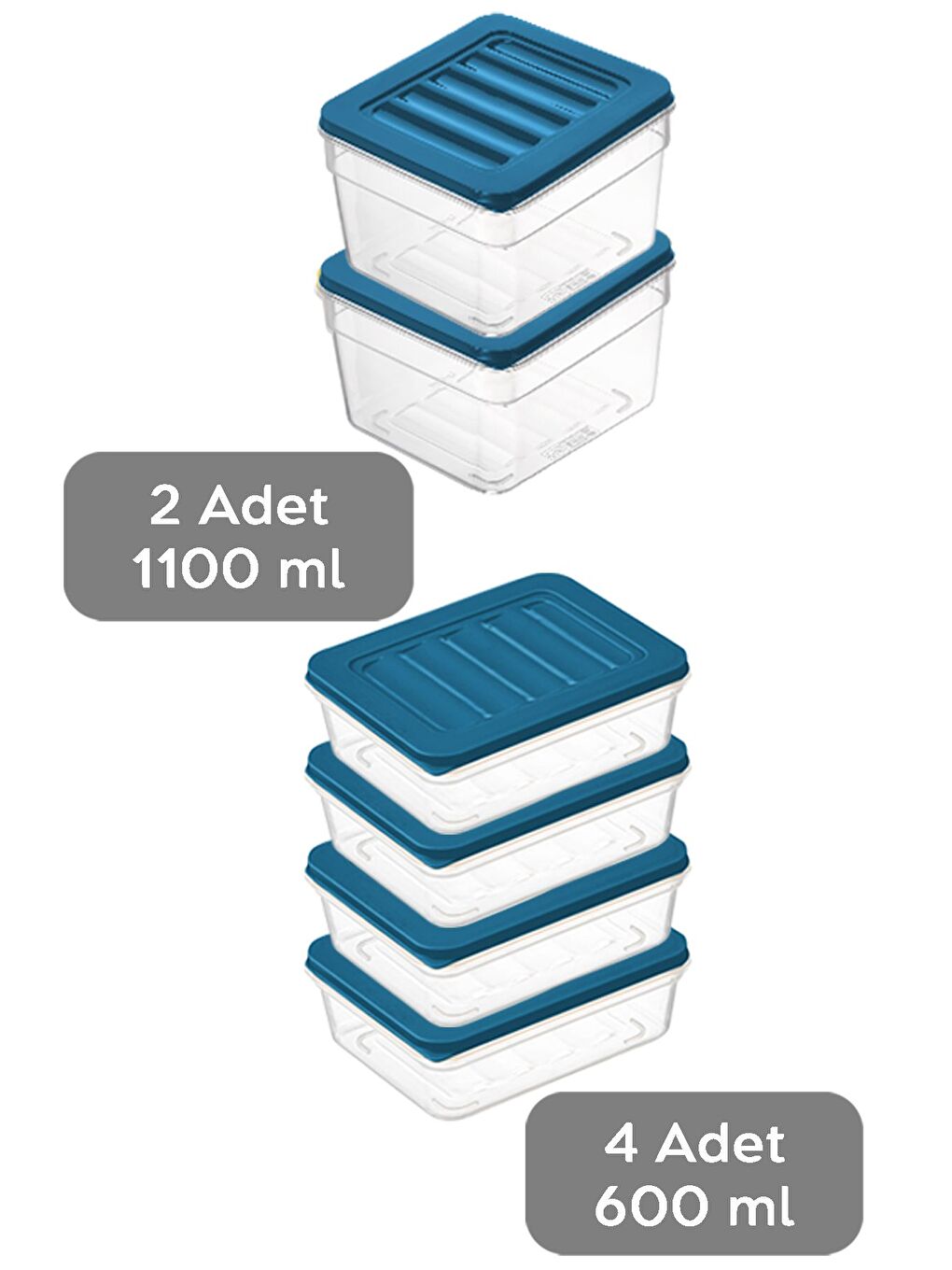 6lı Buzdolabı Organizer Set Düzenleyici Saklama Kabı Derin ve Sığ Mikrodalga Difriz Kabı S Mavi-1