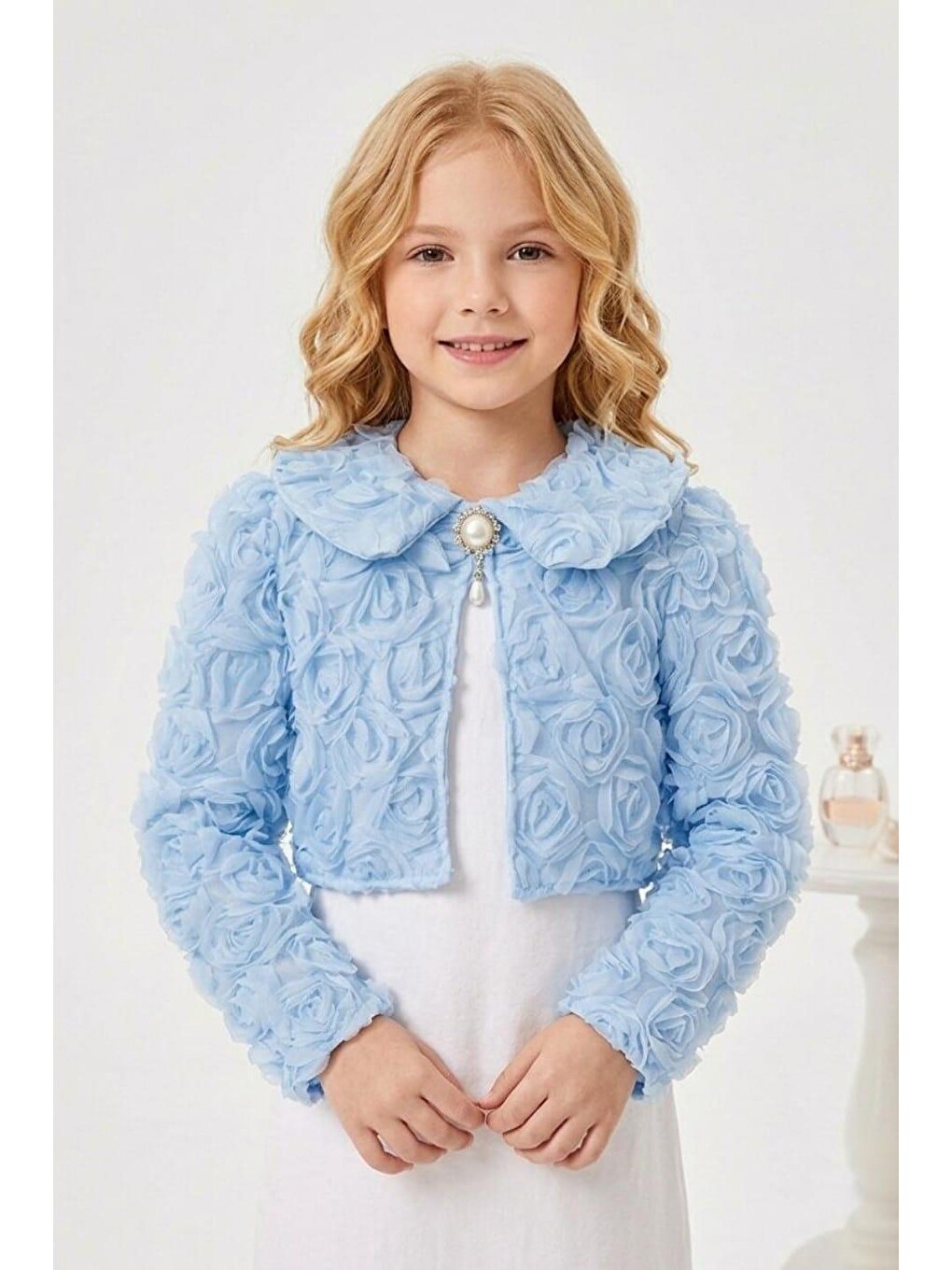 Mavi Luvia Lase Detay Kız Çocuk Bolero M00812