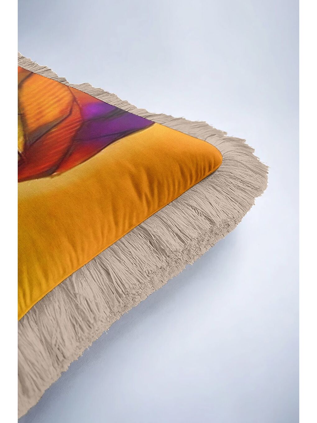 Karışık Afrika Portre Sanat Saçaklı Yastık Kılıfı - Etnik Bohem Sıcak Renkler Püsküllü Kırlent Kılıfı-6