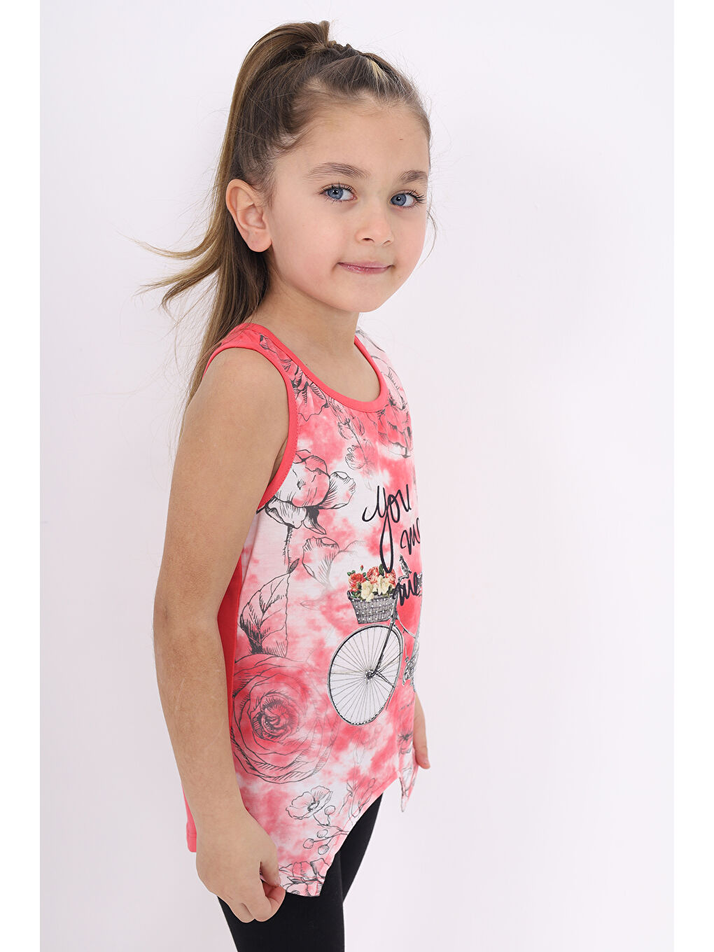 Kırmızı Kız Çocuk Bisiklet Baskılı Atlet-2