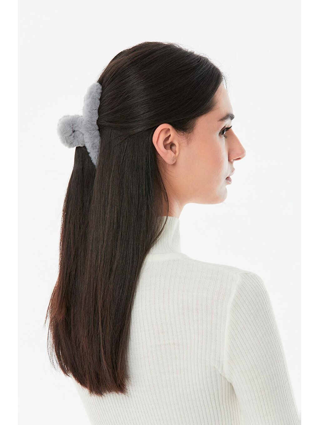 Gri Peluş Mandal Toka-2