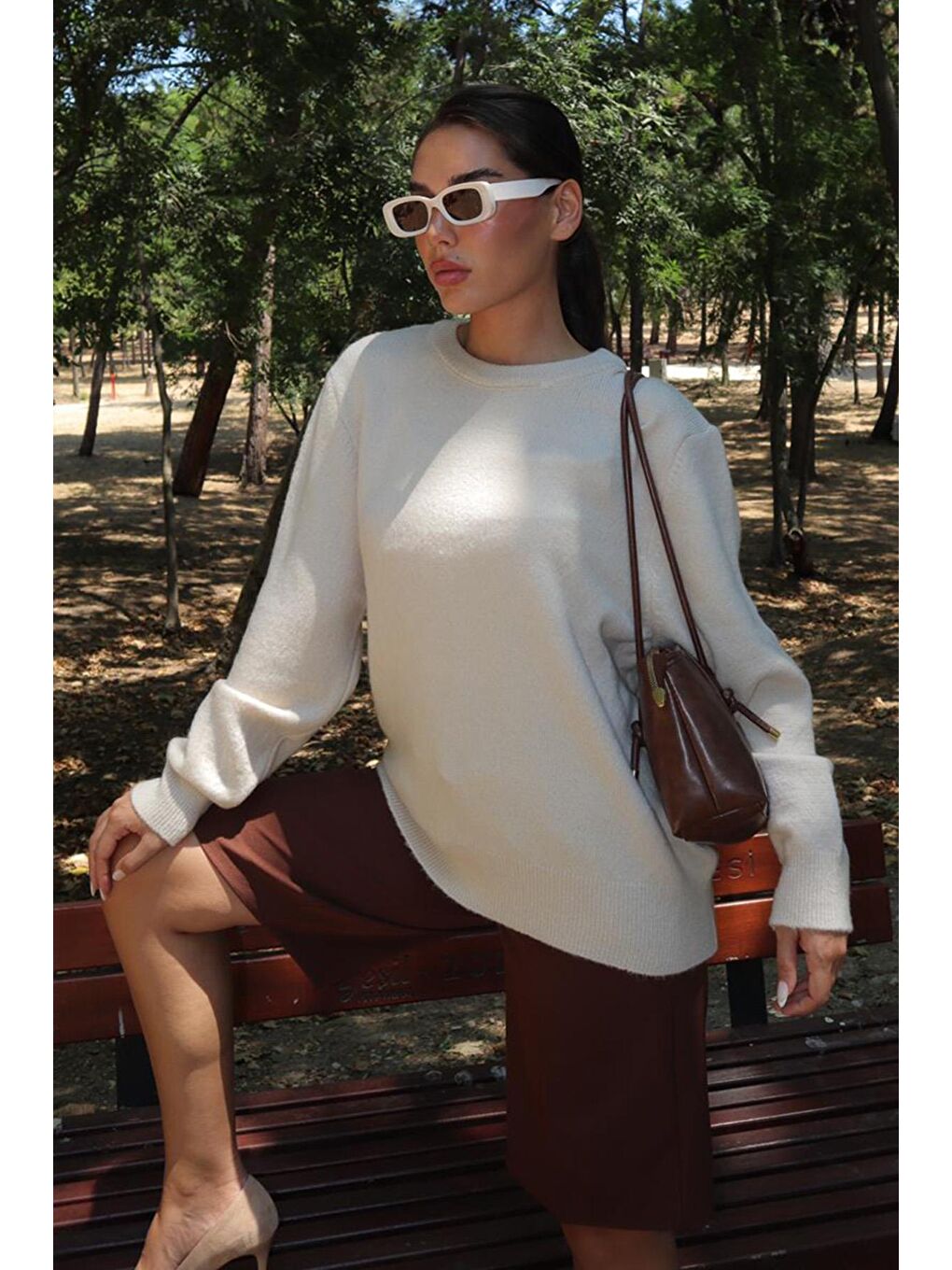 Bej Bisiklet Yaka Kadın Triko Kazak Mg2494