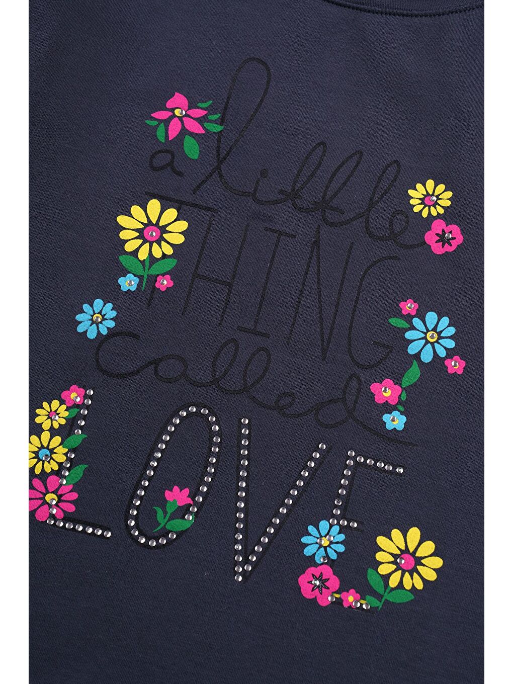 Gri Bisiklet Yaka Kısa Kol Yazı Baskılı Yanları Fırfırlı Fume Renk Kız Çocuk Tshirt-2