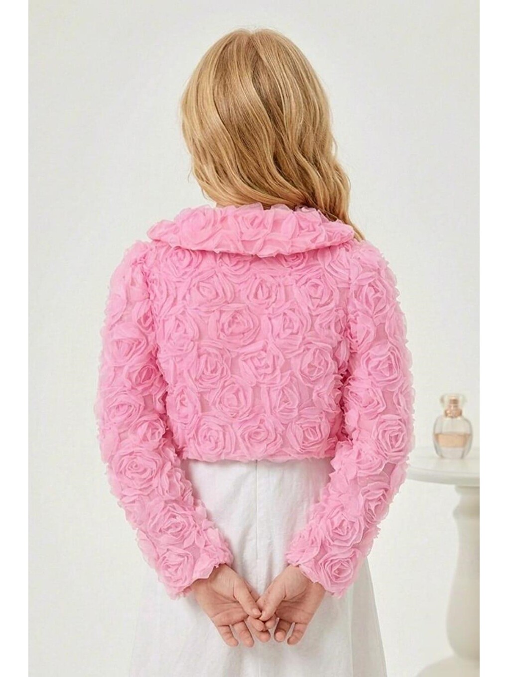 Pembe Luvia Lase Detay Kız Çocuk Bolero M00812-1