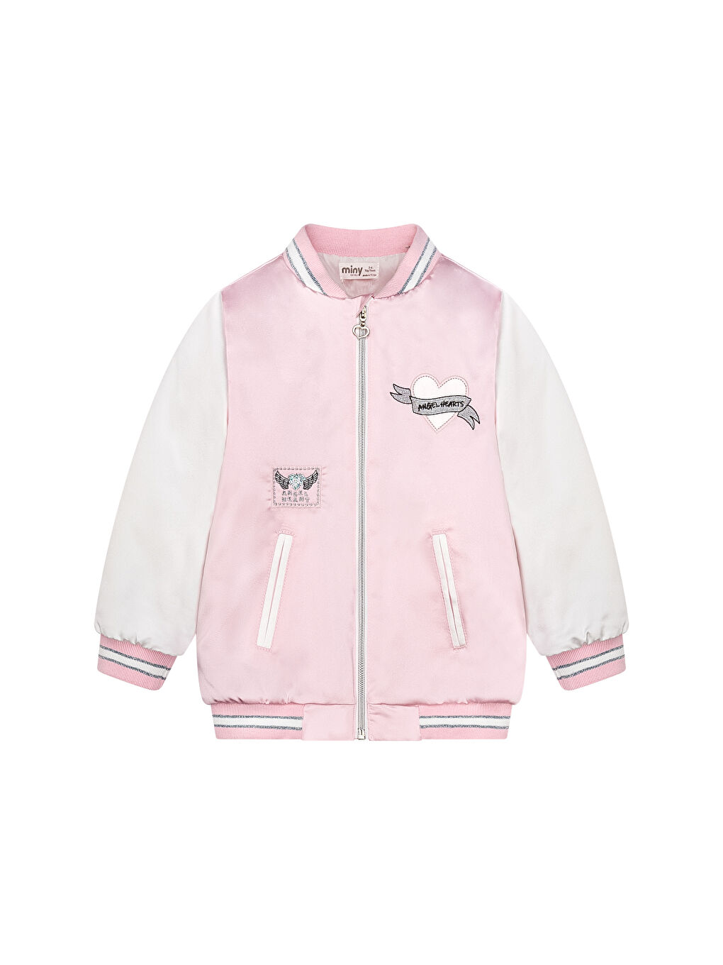 Pembe Kalpli Pullu Nakışlı Saten Kolej Ceket-1