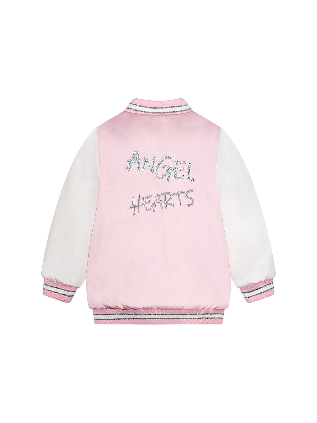 Pembe Kalpli Pullu Nakışlı Saten Kolej Ceket-2