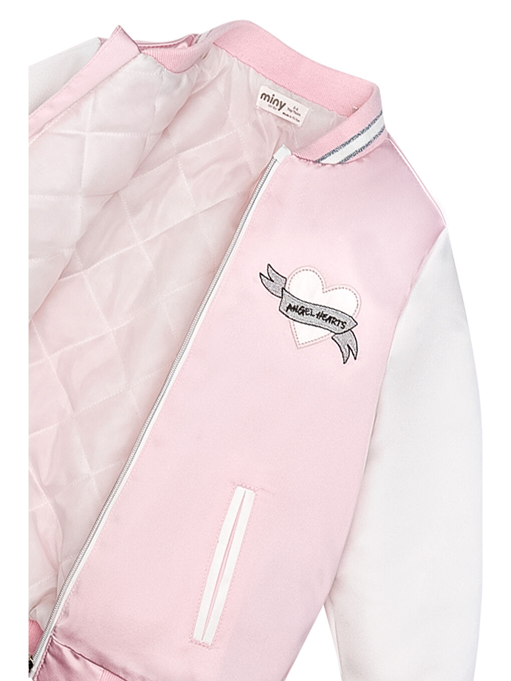 Pembe Kalpli Pullu Nakışlı Saten Kolej Ceket-3