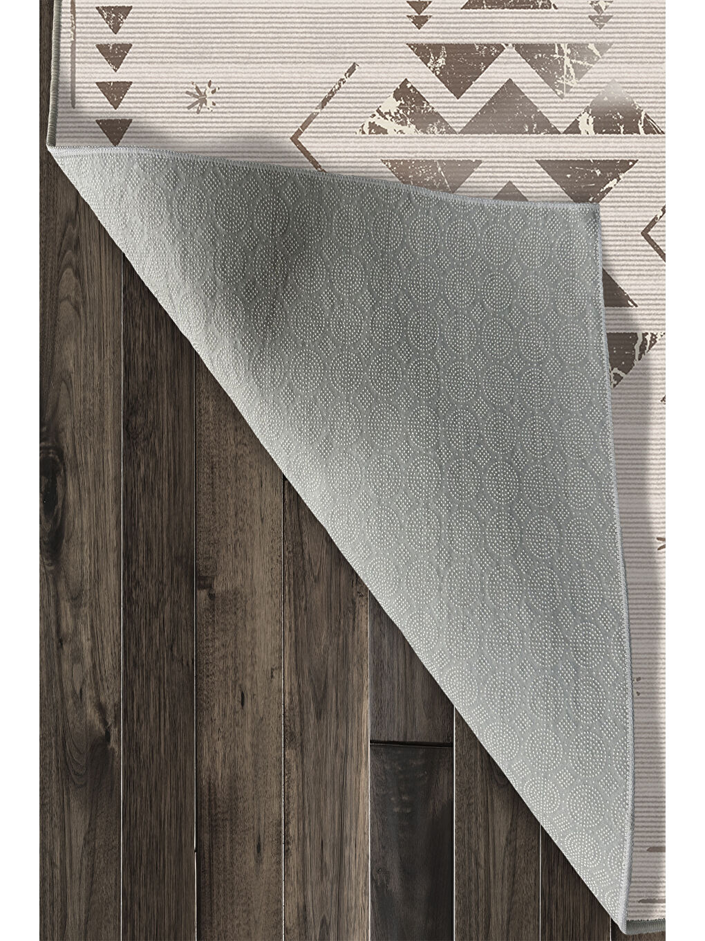 Kahverengi Dekoratif Özel Tasarım Yıkanabilir İnce Kaymaz Tabanlı Modern Halı KECE FR46-4