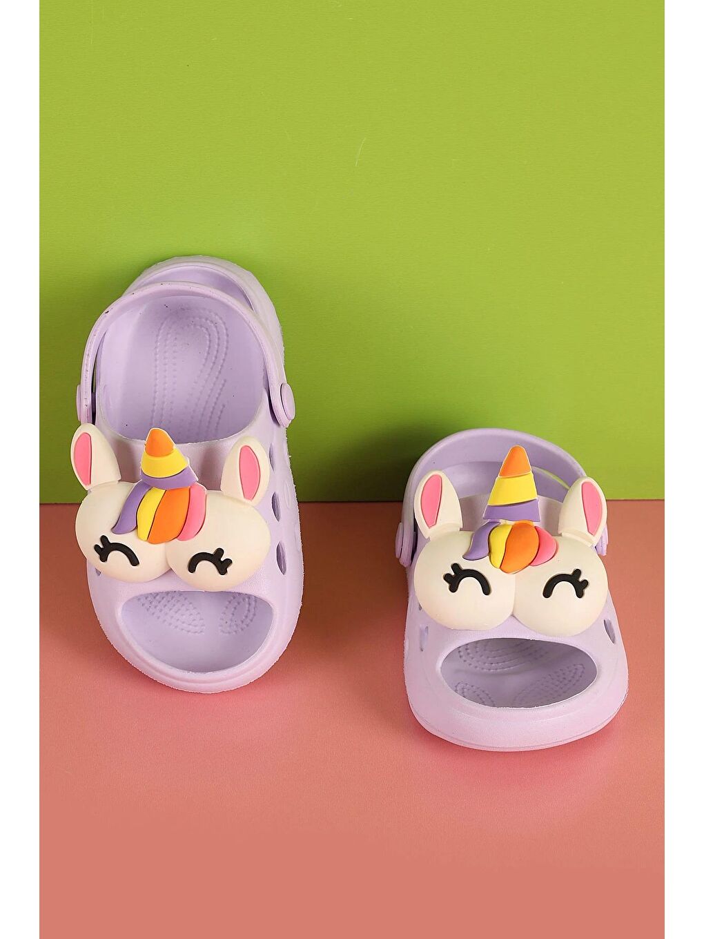 Lila Göz Figürlü Delikli Çocuk Terlik-2