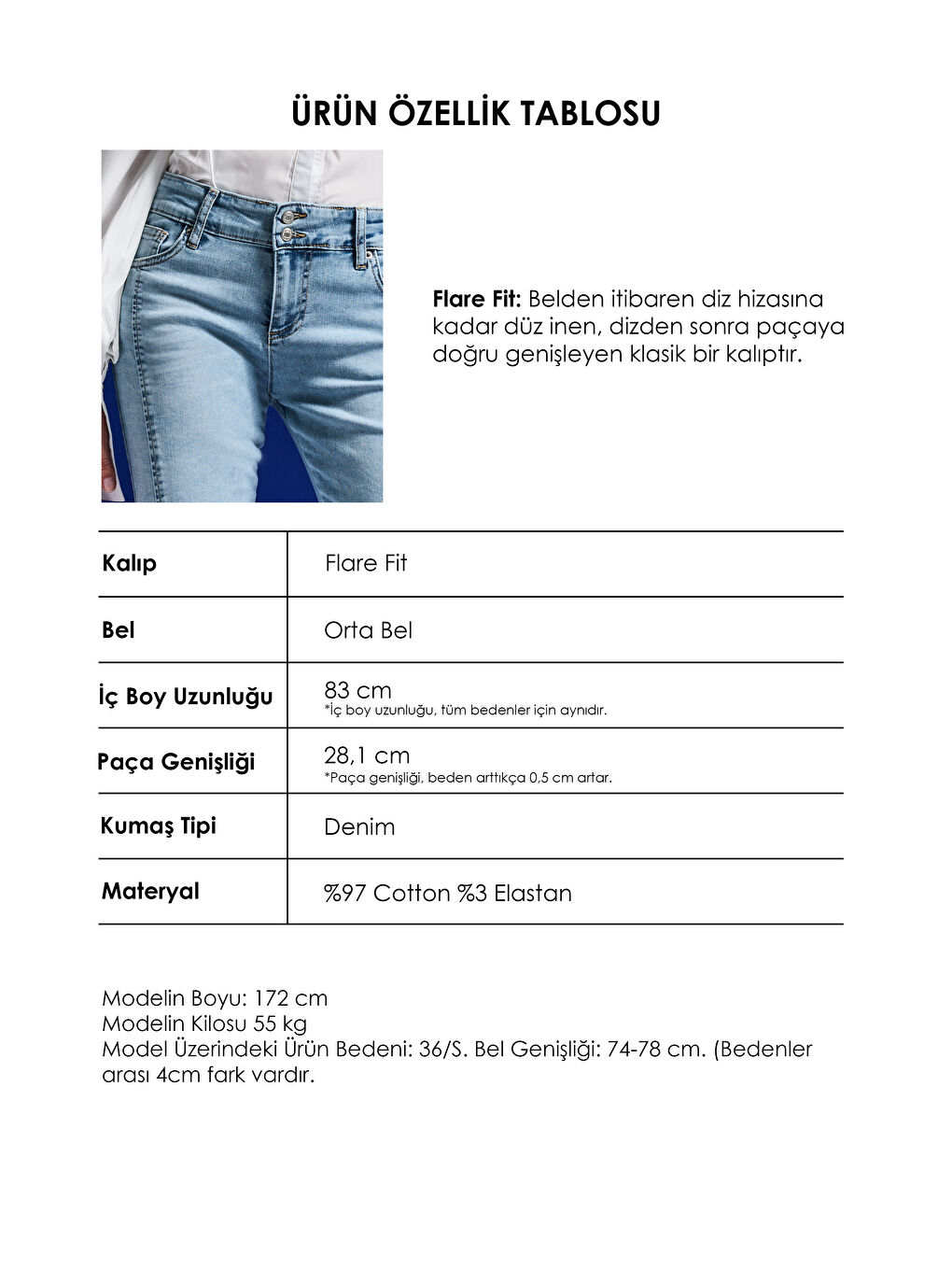 Mavi Kadın Ice 4s6-3 Mid Rise Flare Fit Kemer Detaylı Esnek Kumaş Denim Jean-4