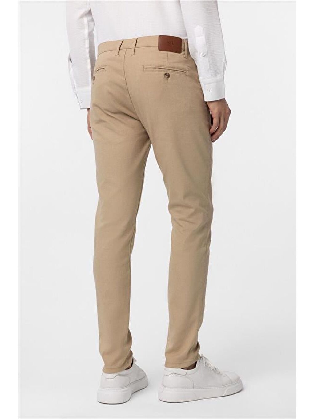 Bej Slim Armürlü Pantolon-4