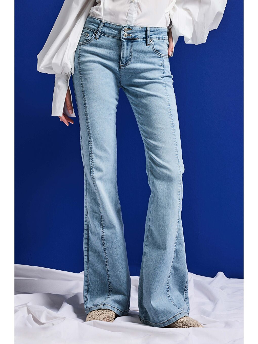 Mavi Kadın Ice 4s6-3 Mid Rise Flare Fit Kemer Detaylı Esnek Kumaş Denim Jean-5