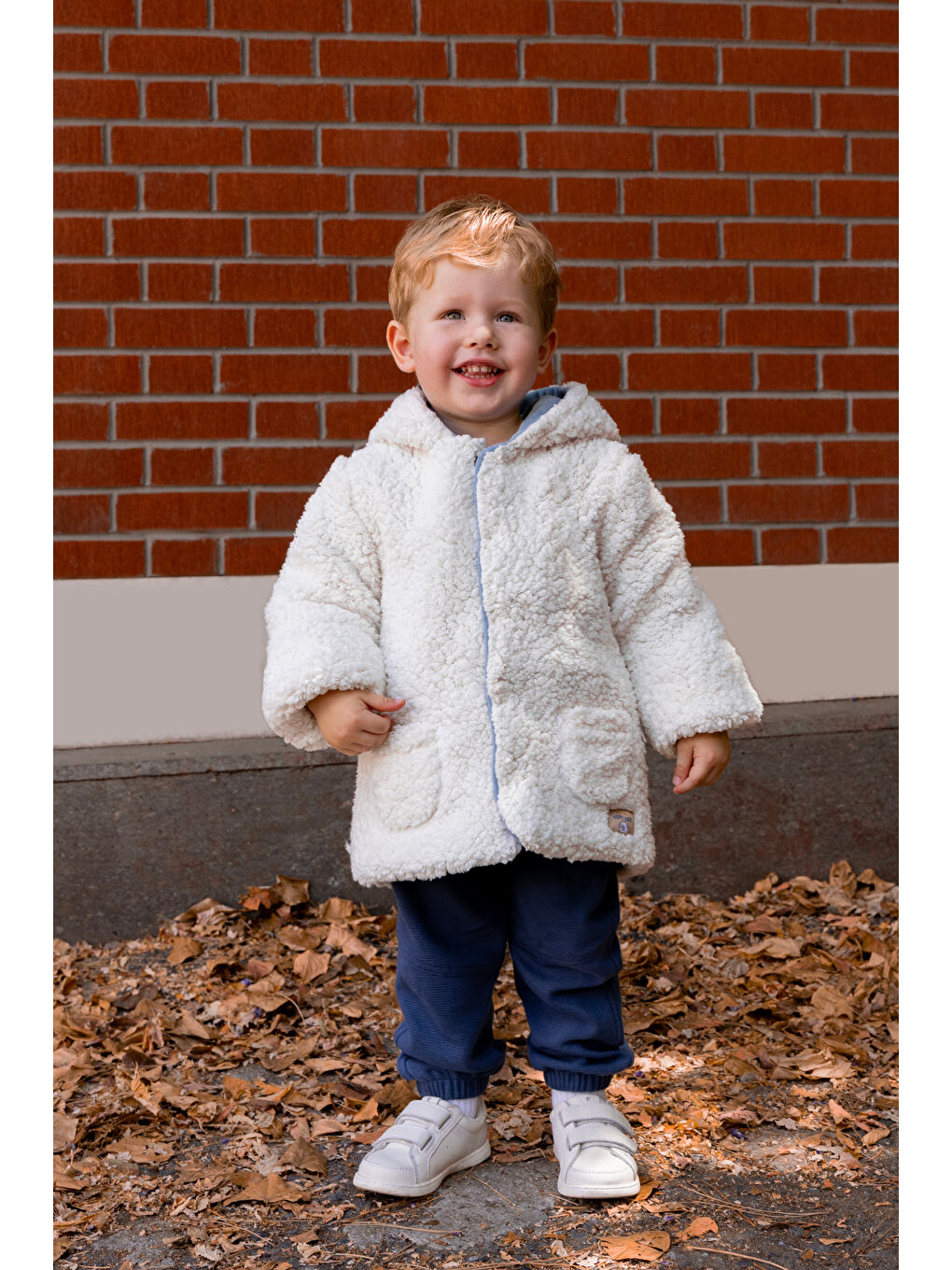 Mavi Çift Taraflı Kadife Erkek Bebek Ceket-1