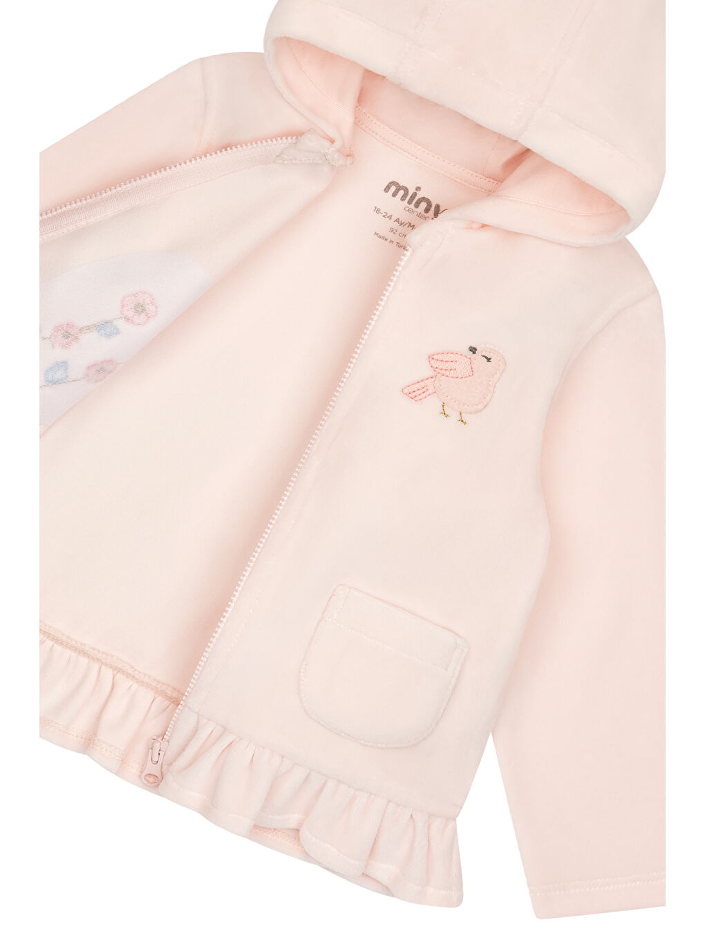 Pembe Kadife Kız Bebek İkili Takım-2