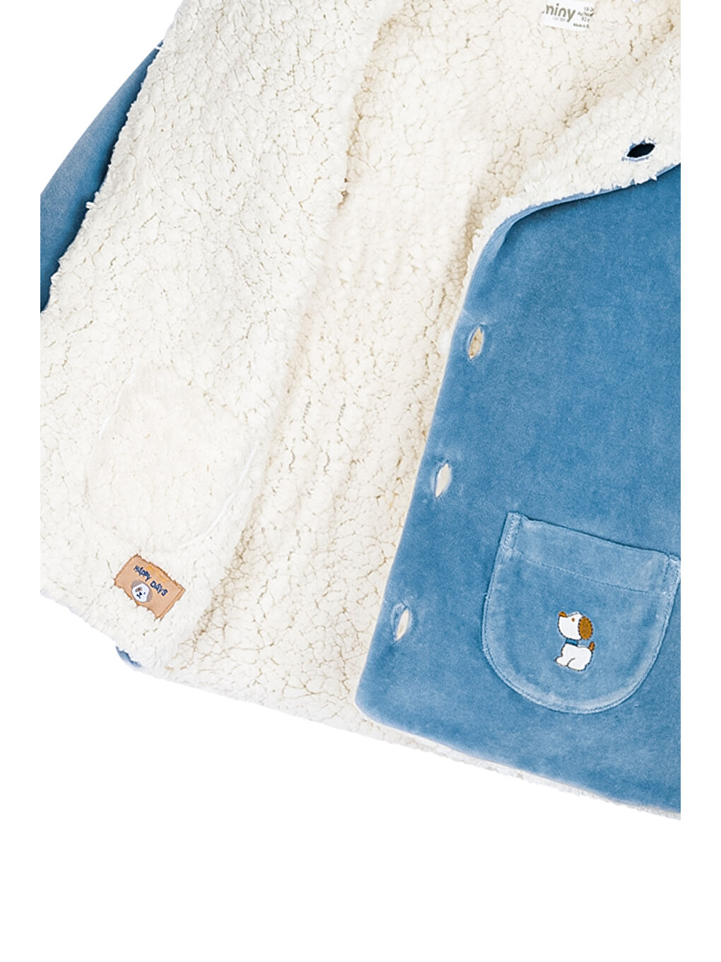 Mavi Çift Taraflı Kadife Erkek Bebek Ceket-4