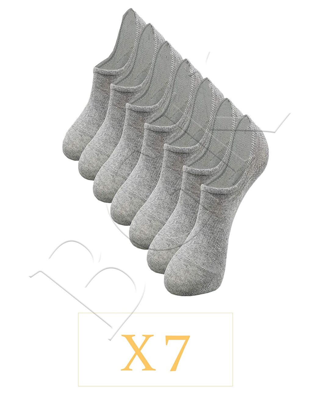 Gri Unisex 7'li Görünmez Spor Ayakkabı Çorabı