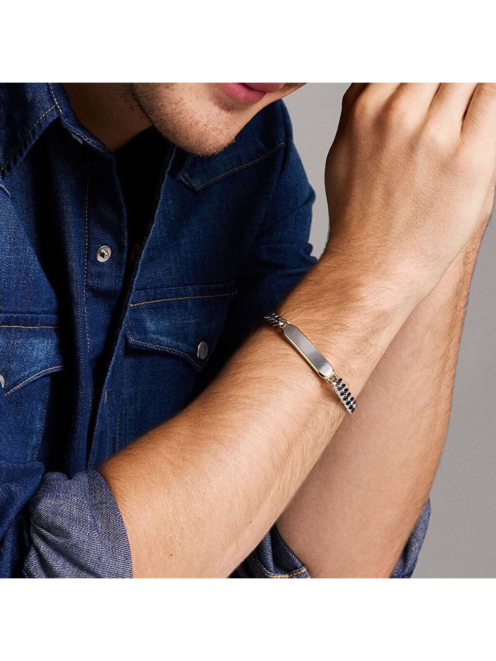 Gri JF04851-998 Erkek Bileklik-1