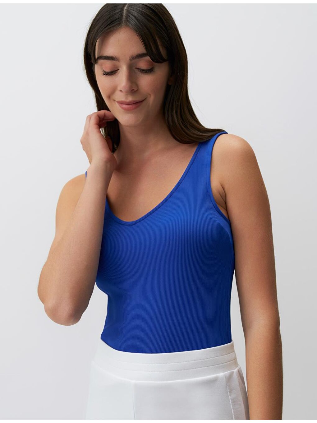 Mavi Kobalt V Yaka Kolsuz Basic Atlet-1