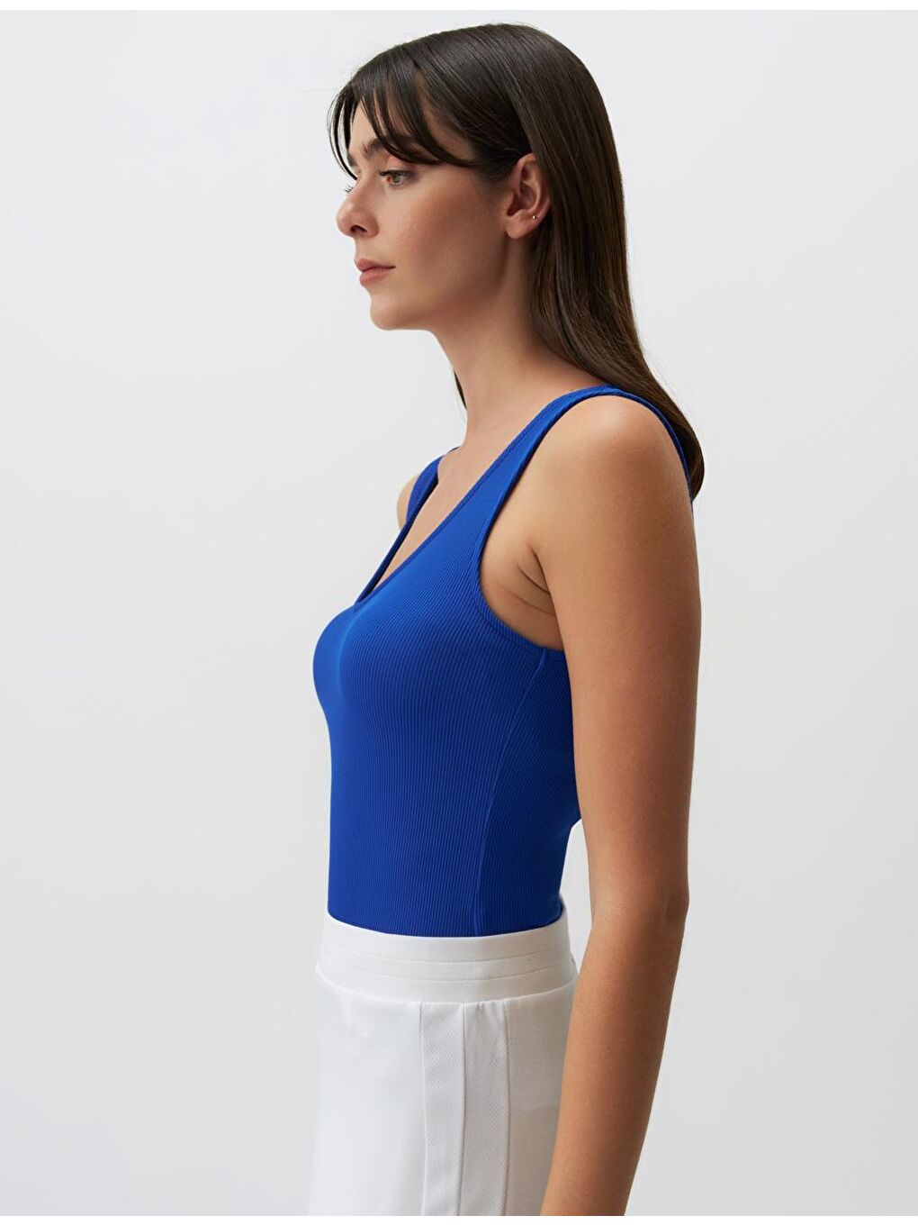 Mavi Kobalt V Yaka Kolsuz Basic Atlet-2
