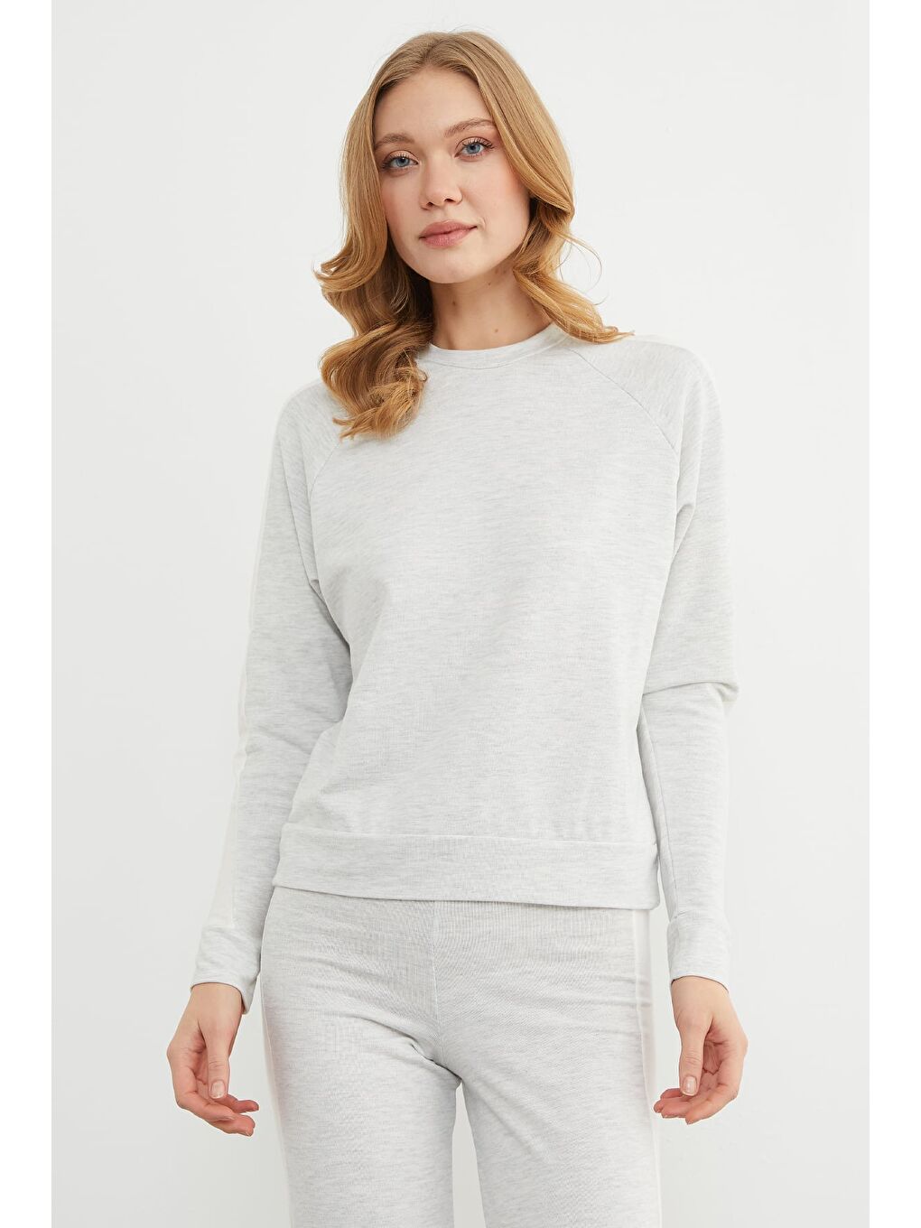 Gri Basic Bisiklet Yaka Şeritli Modal 2 Li Takım-2