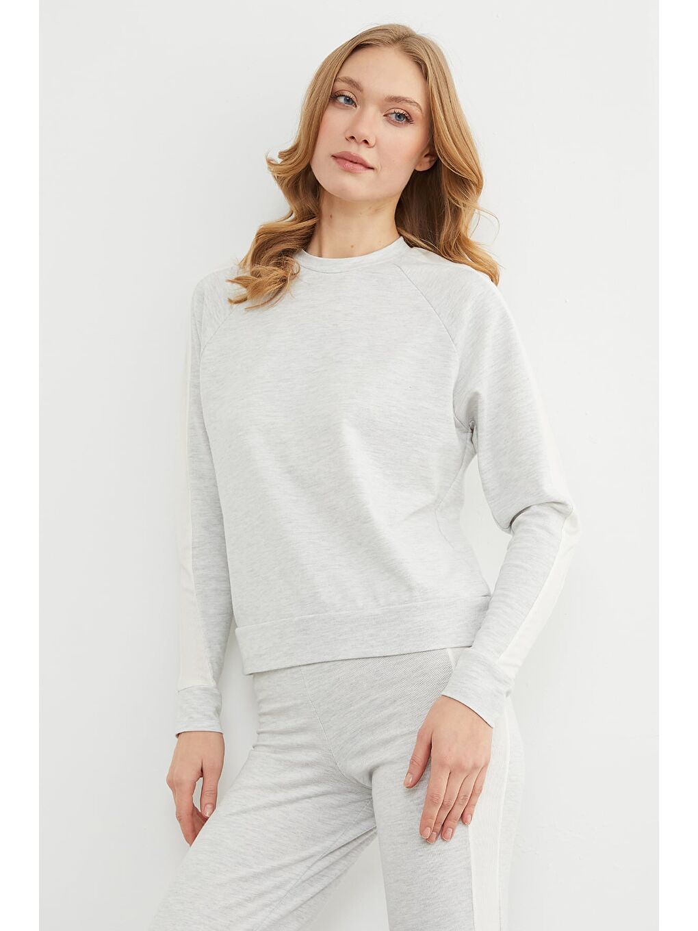 Gri Basic Bisiklet Yaka Şeritli Modal 2 Li Takım-4