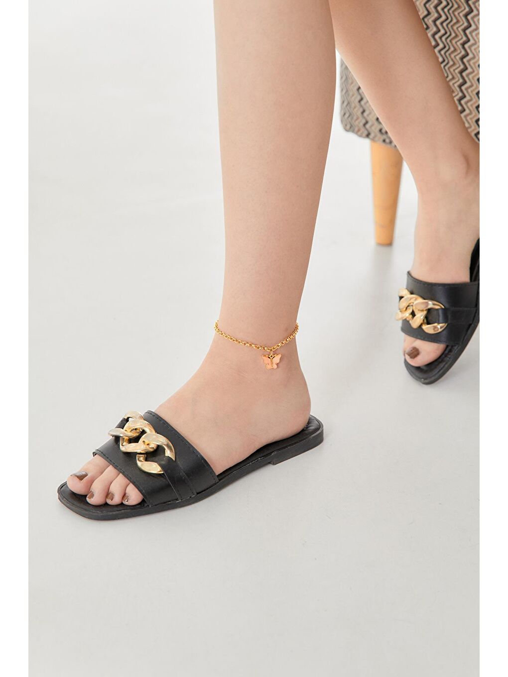 Pembe Kelebekli Zincir Halhal-1