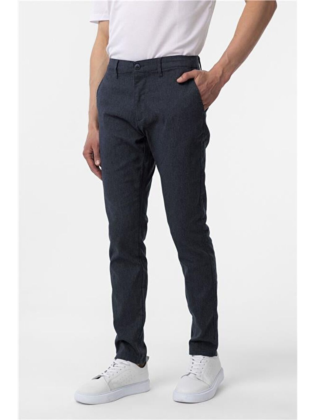 Lacivert Slim Armürlü Pantolon-2