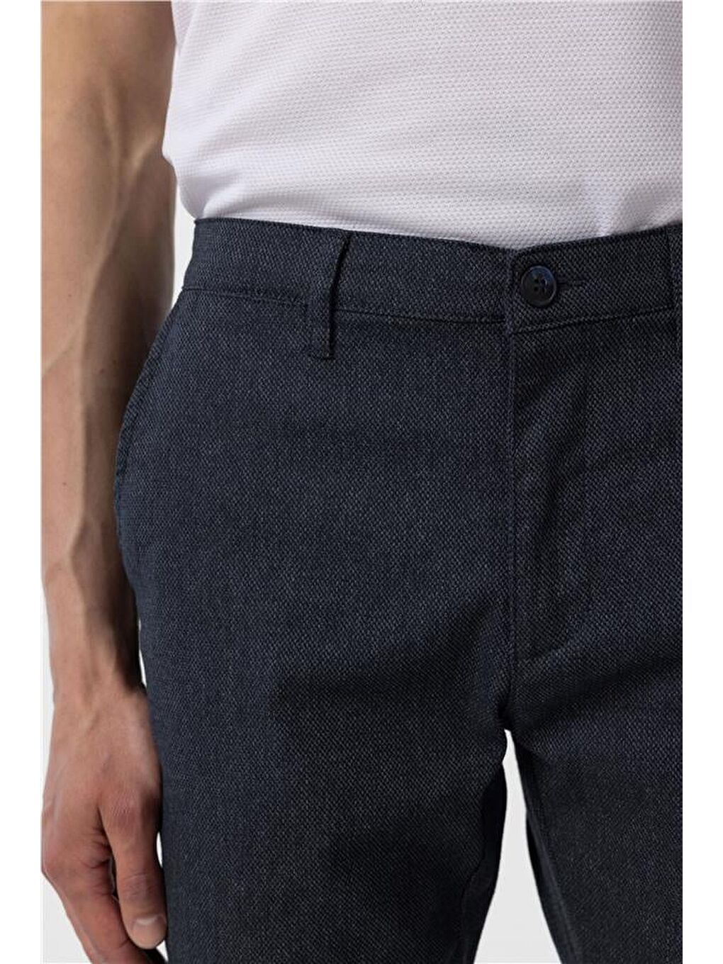 Lacivert Slim Armürlü Pantolon-3