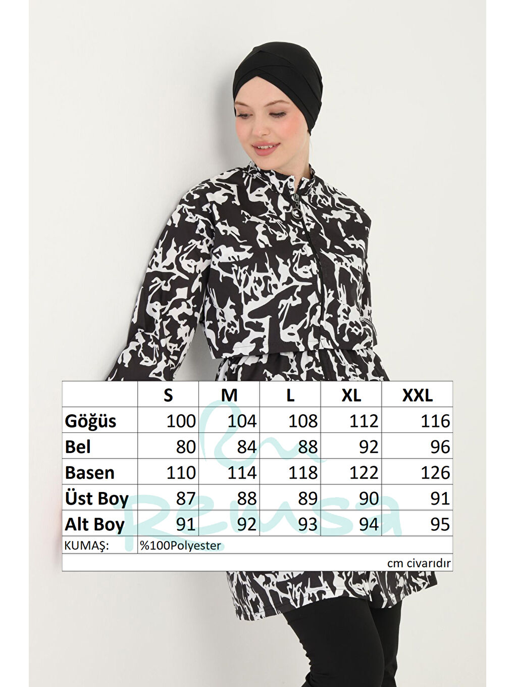 Desenli Tam Kapalı Tesettür Mayo 08 Siyah10-3