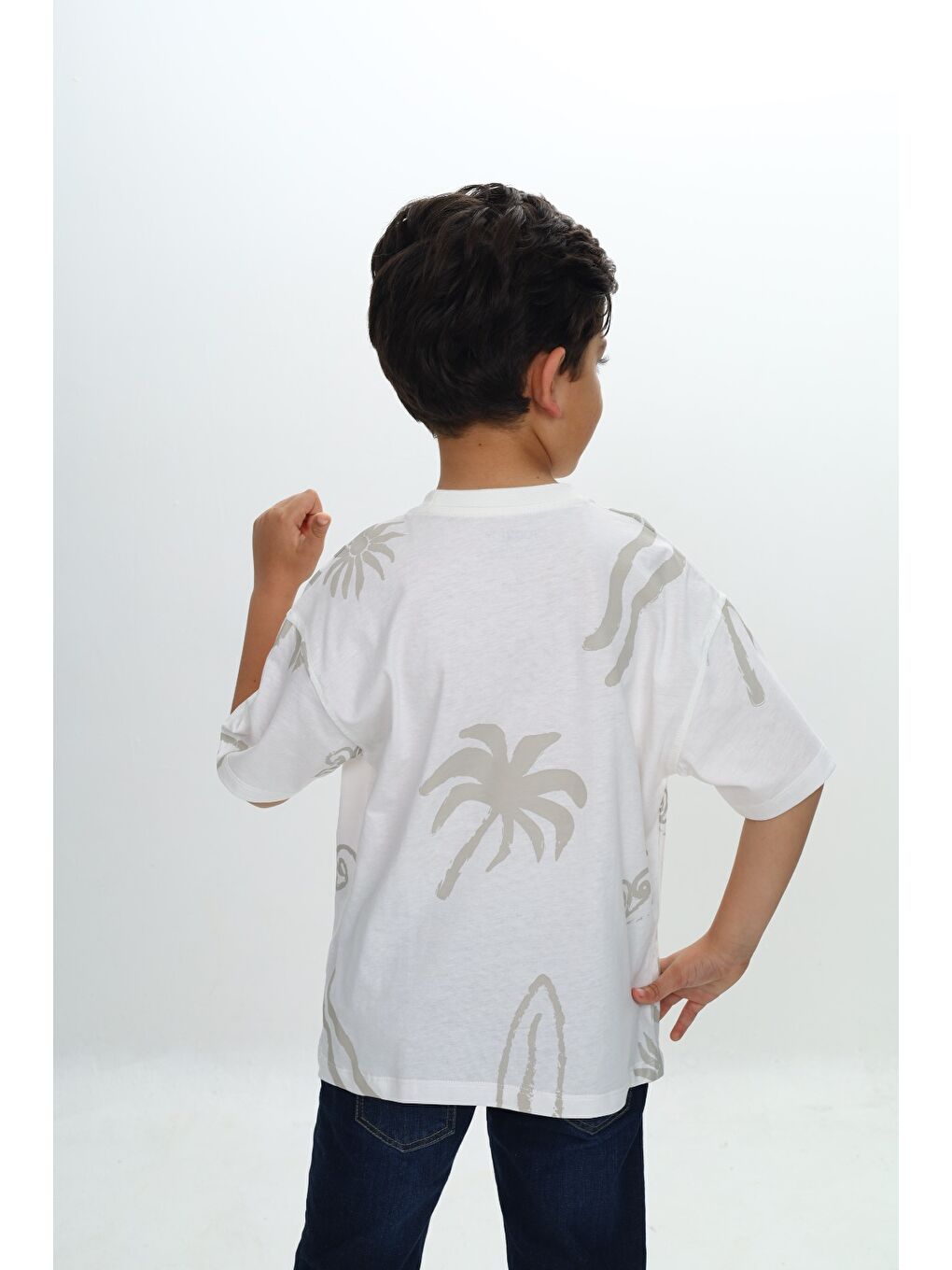 Ekru Erkek Çocuk Komple Baskılı Tişört-2