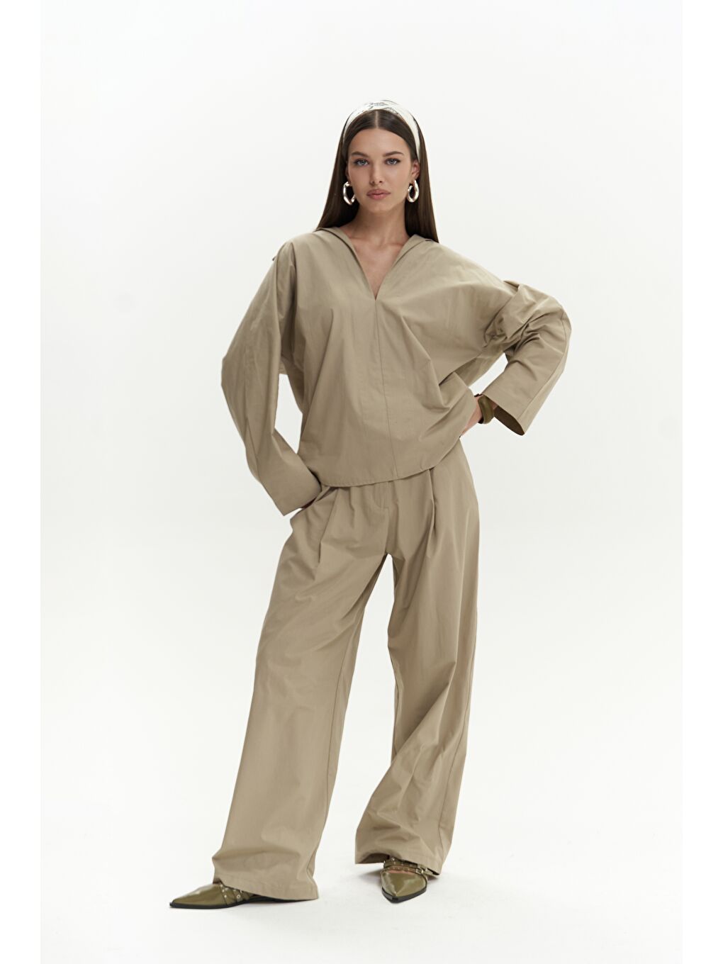 Mai Collection Bej Blenham Taş Gömlek Pantolon Takım
