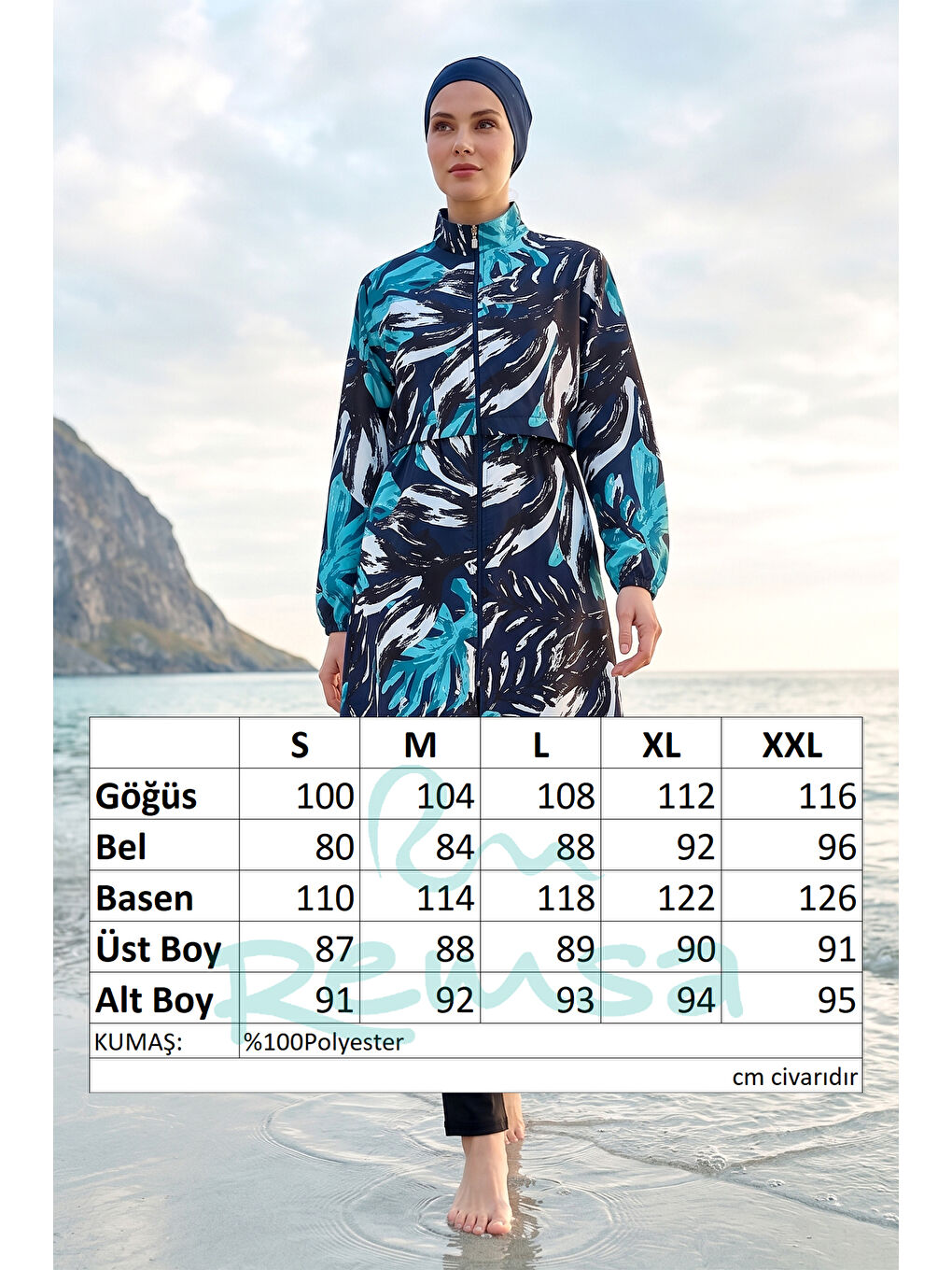 Desenli Tam Kapalı Tesettür Mayo 07 Lacivert02-2