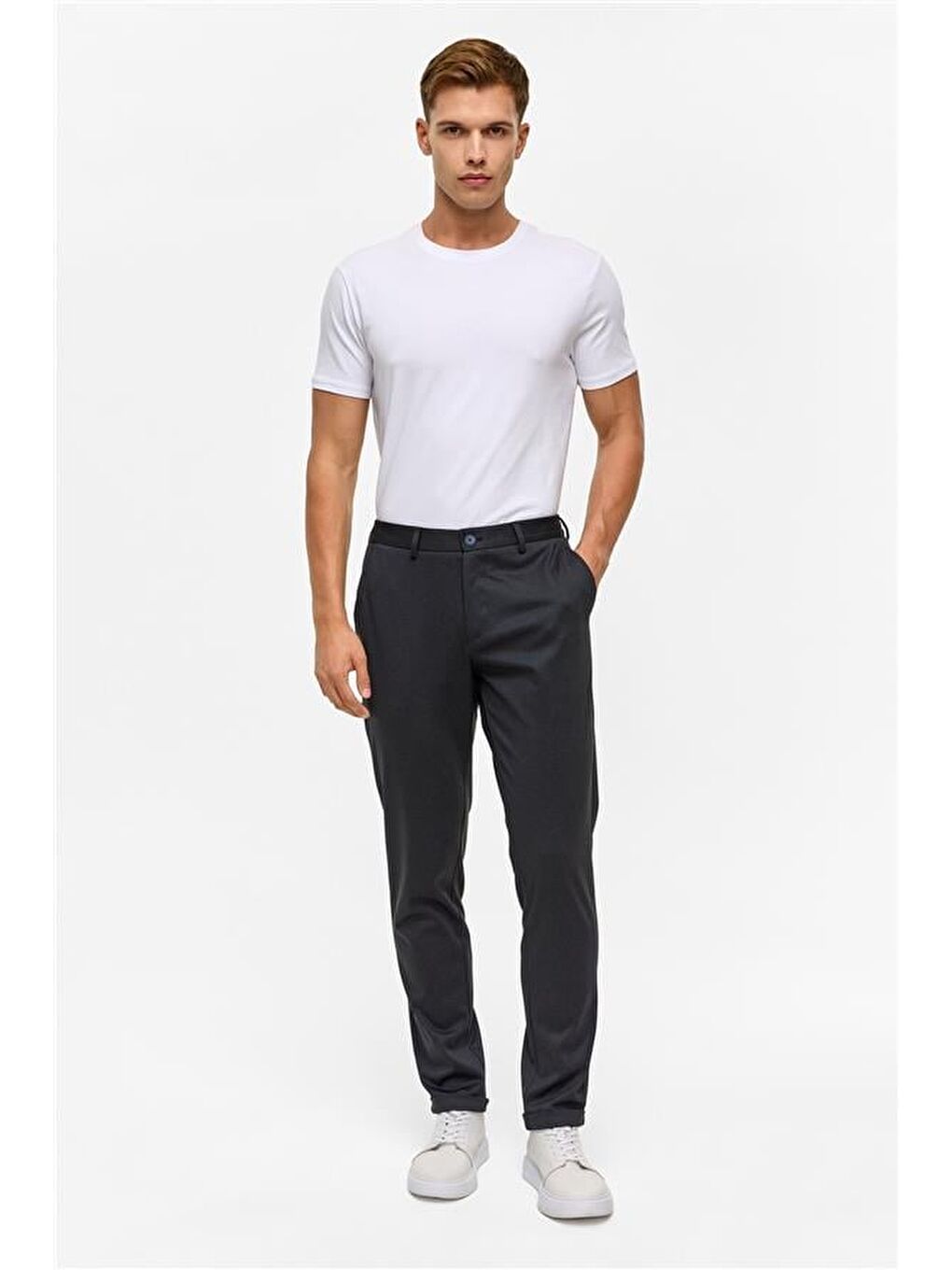 Lacivert Slim Armürlü Jogger Pantolon