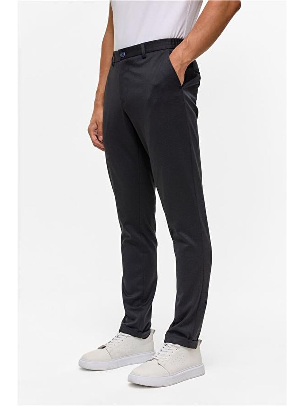 Lacivert Slim Armürlü Jogger Pantolon-2