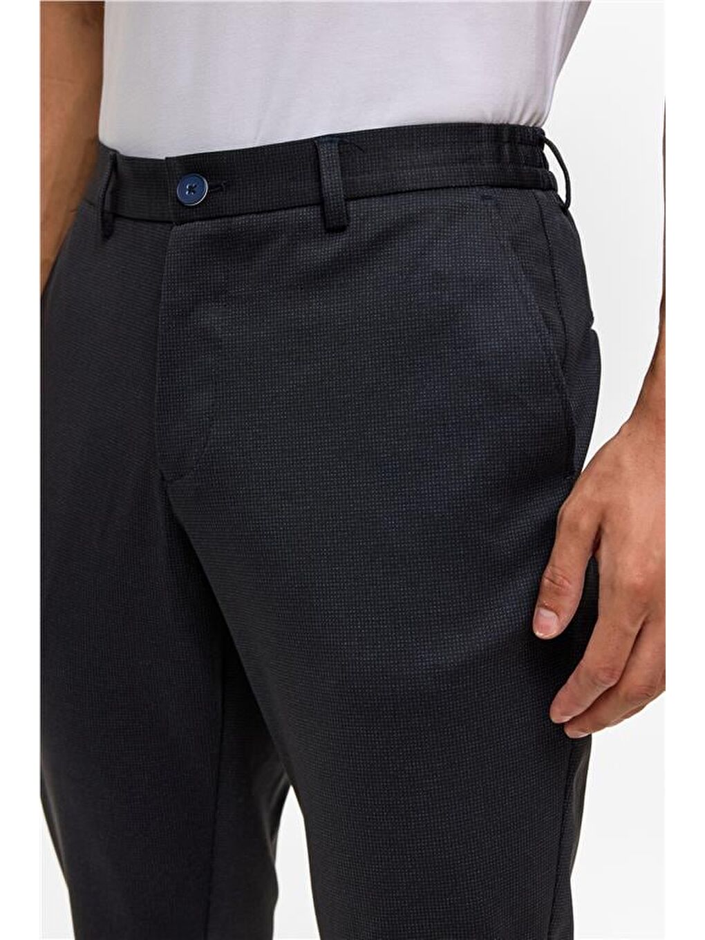 Lacivert Slim Armürlü Jogger Pantolon-3