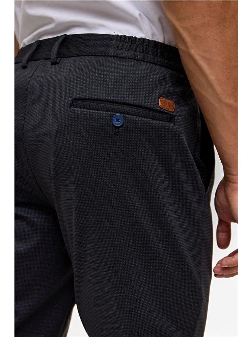 Lacivert Slim Armürlü Jogger Pantolon-4