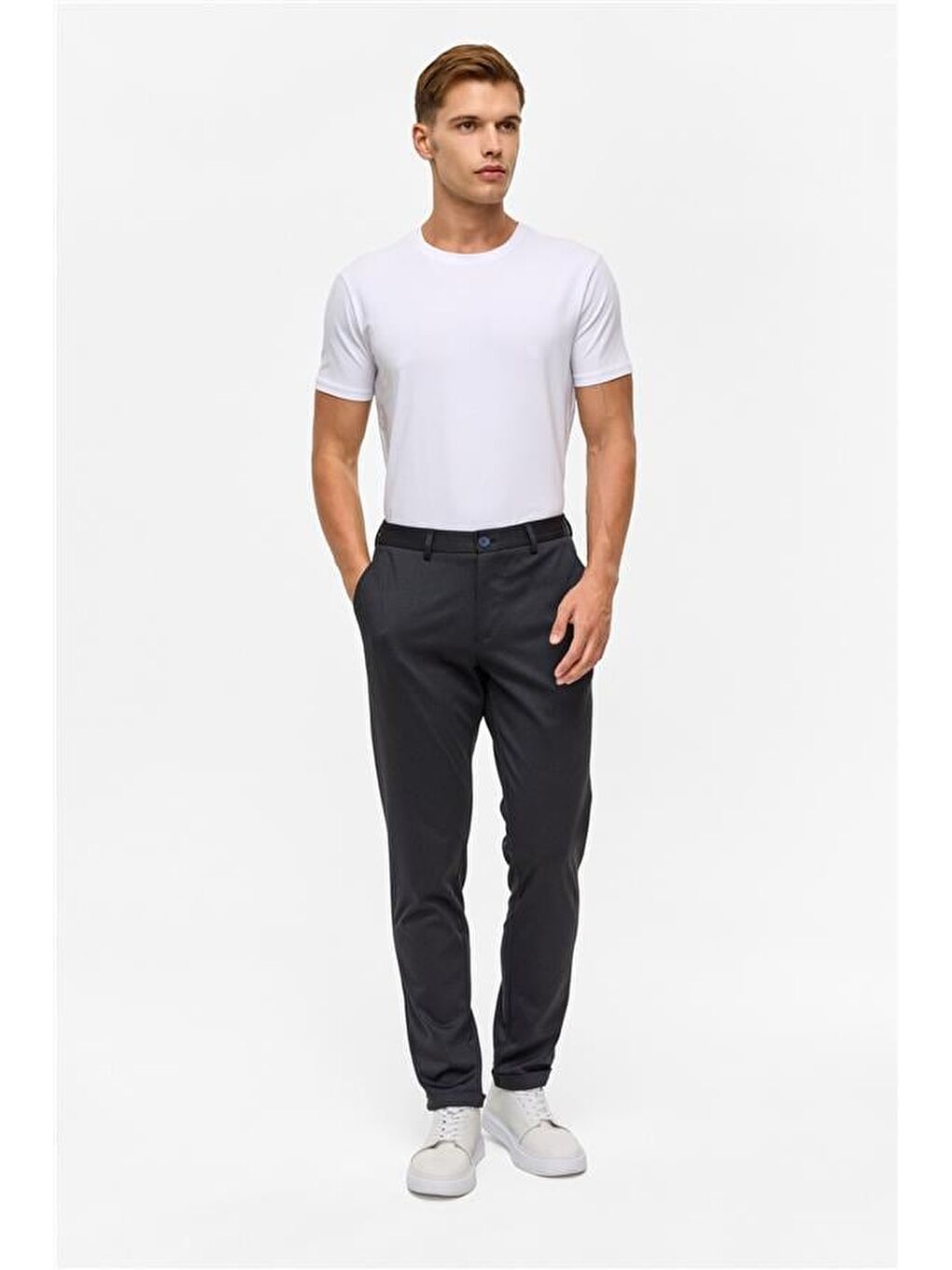Lacivert Slim Armürlü Jogger Pantolon-5