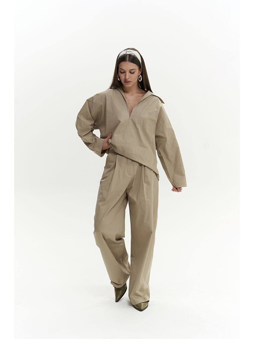 Mai Collection Bej Blenham Taş Gömlek Pantolon Takım - 4