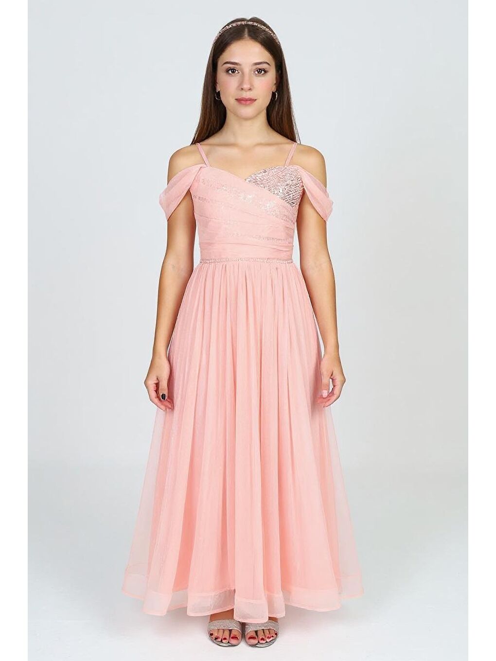 Pembe Dilina Kız Çocuk Şifon Abiye M00747