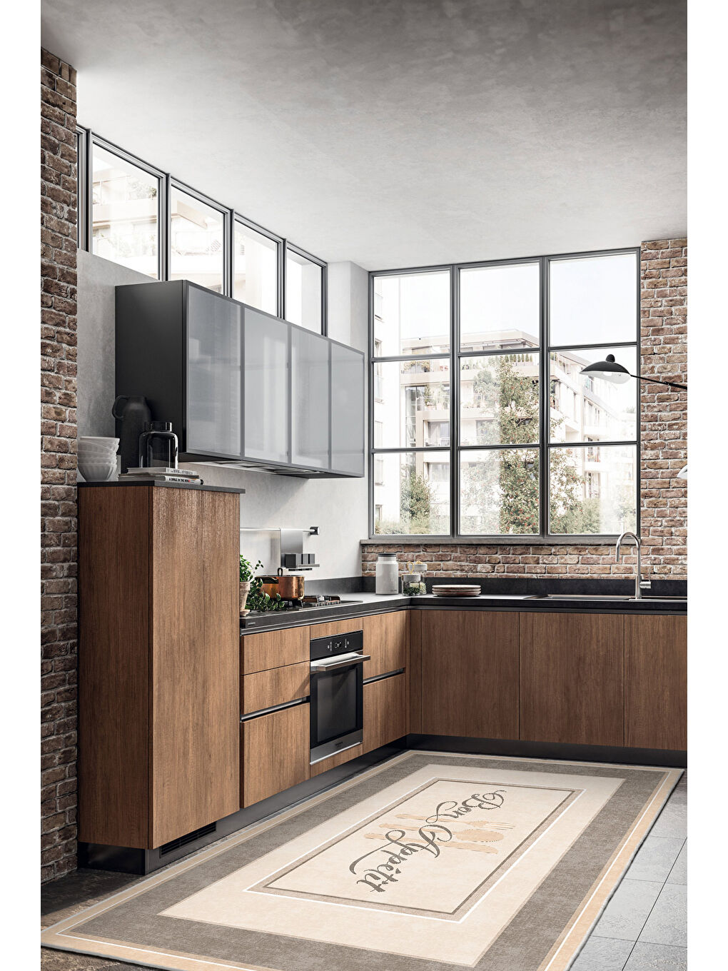 Ekru Dekoratif Özel Tasarım Yıkanabilir İnce Kaymaz Tabanlı Modern Halı KECE FR41-1