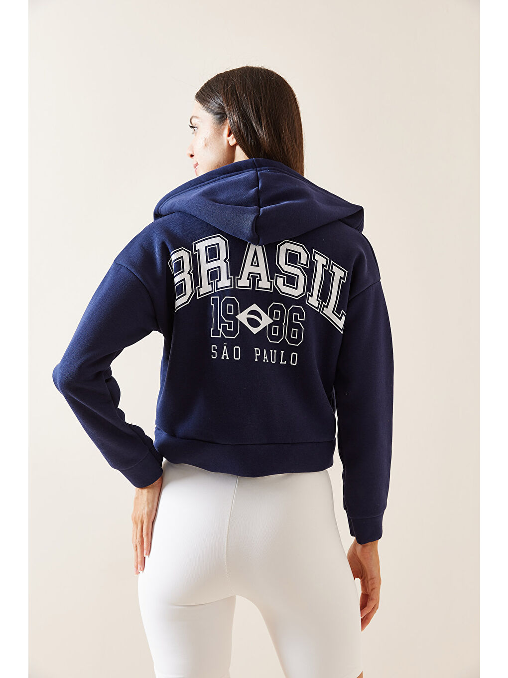 XHAN Lacivert Kapüşonlu   Baskılı Sweatshirt 5YXK8 48911 14 - 4