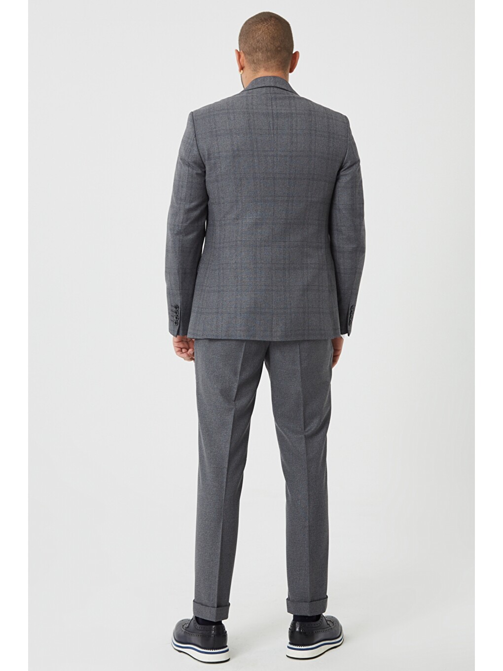 Erkek Gri Slim Fit Dar Kesim Su Geçirmez Yelekli Nano Takım Elbise-5