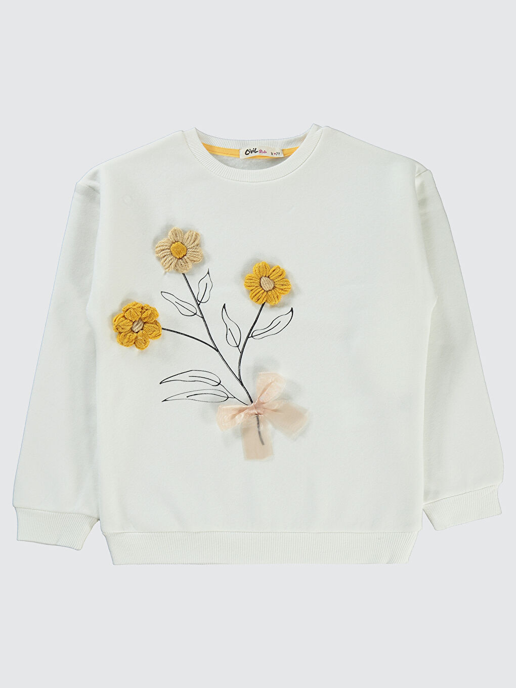 Civil Girls Kız Çocuk Sweatshirt 6-9 Yaş Ekru