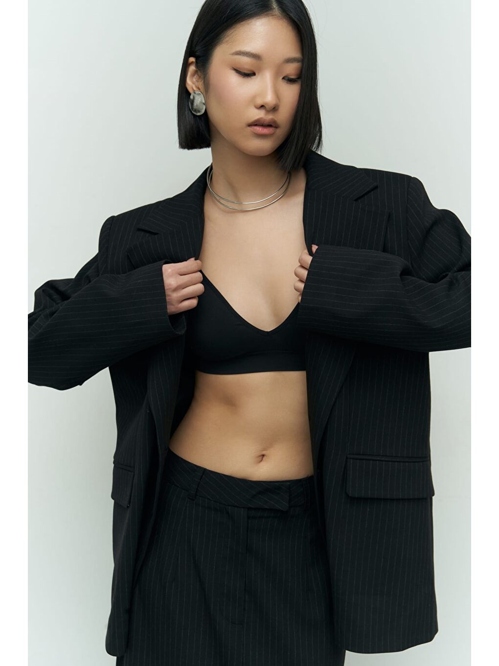 Bruno Çizgili Siyah Blazer-2