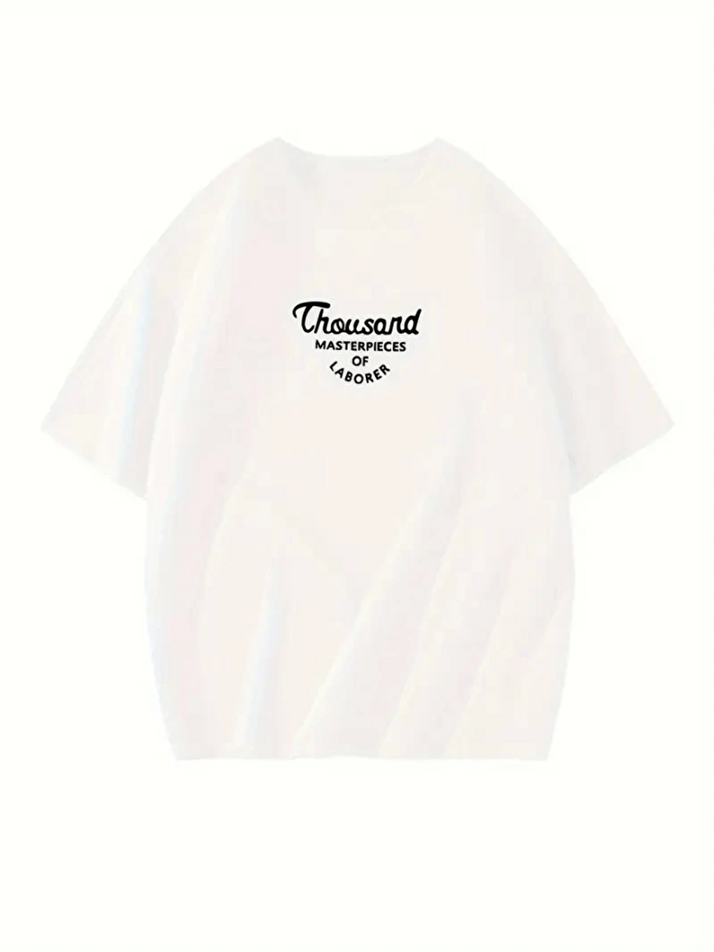 Thousand Baskılı Oversize Bisiklet Yaka T-shirt - Beyaz-2