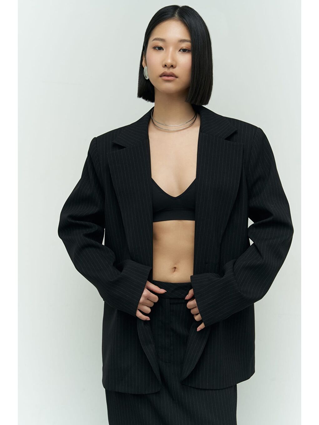 Bruno Çizgili Siyah Blazer-3