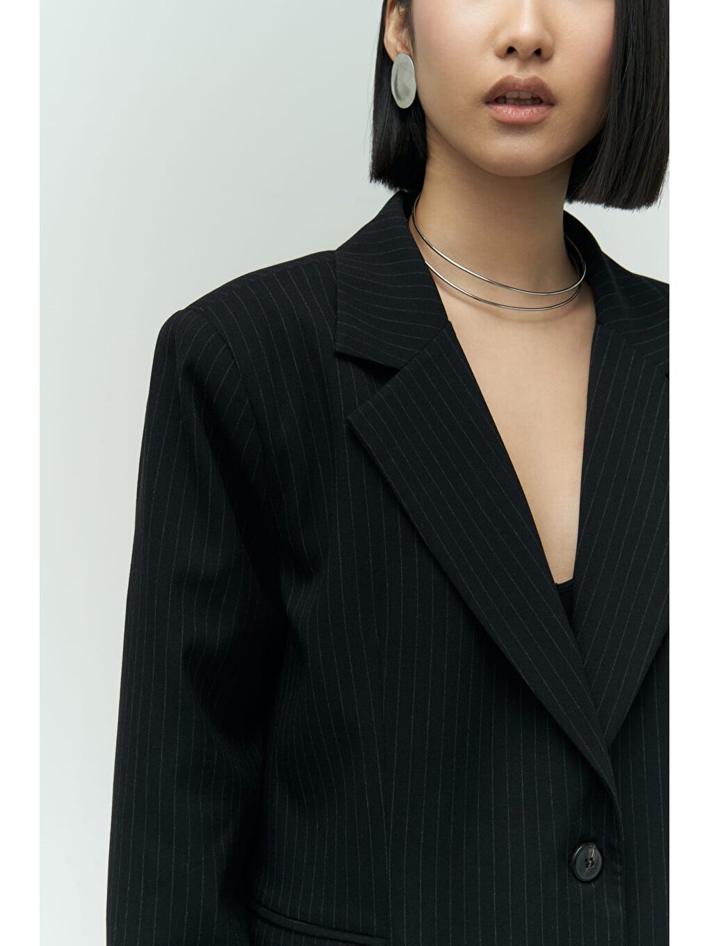 Bruno Çizgili Siyah Blazer-1