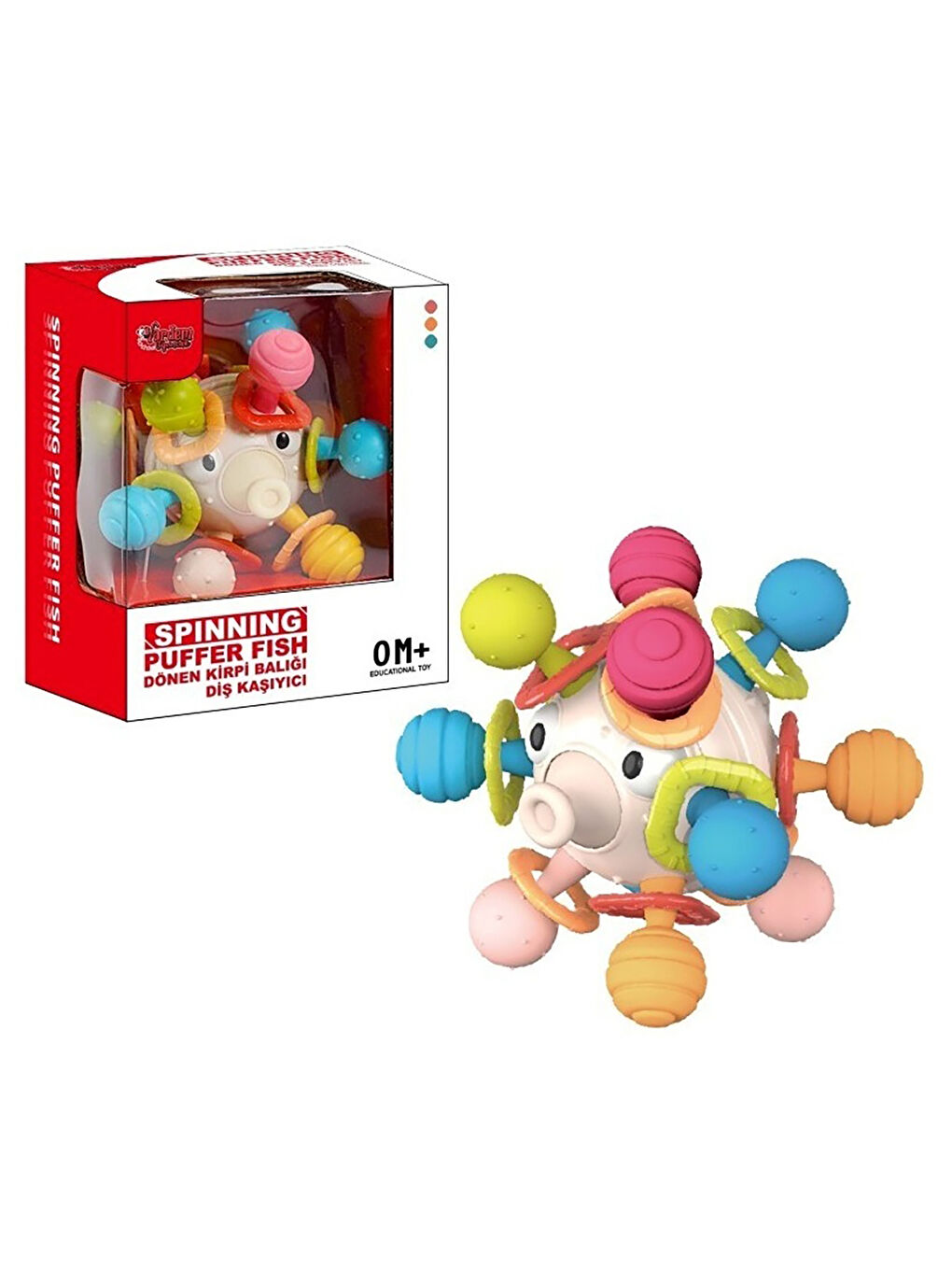 Eğitici Dönen Kirpi Balığı Diş Kaşıyıcılı Top Çok Renkli