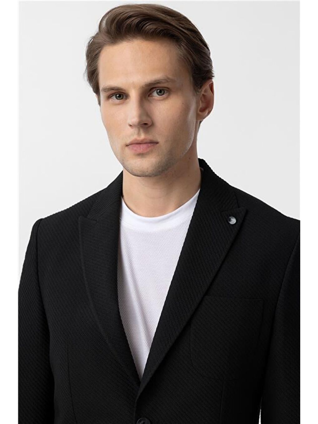 Siyah Slim Fitilli Sivri Yaka 6 Drop Ceket-3