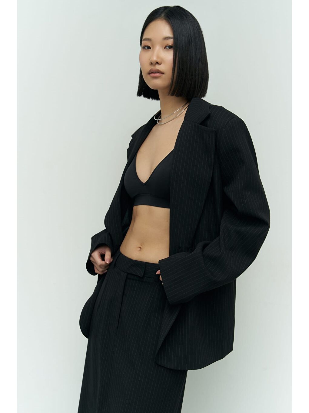 Bruno Çizgili Siyah Blazer-5